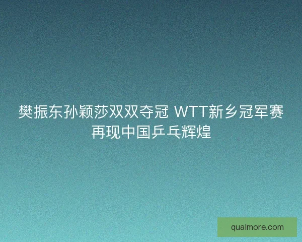 樊振东孙颖莎双双夺冠 WTT新乡冠军赛再现中国乒乓辉煌