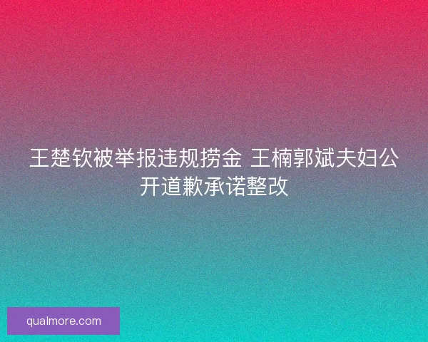 王楚钦被举报违规捞金 王楠郭斌夫妇公开道歉承诺整改